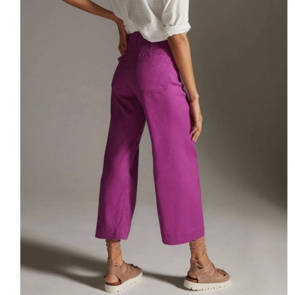 Maeve Wide-Leg Cropped Pants in Bright Magenta - Picture 2 of 13